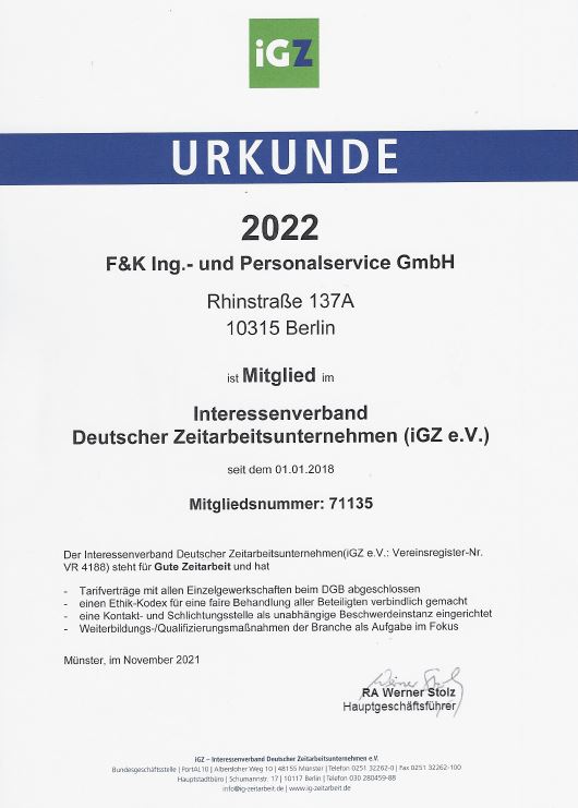 F & K Ingenieur Und Personalservice Gmbh Unternehmensgeschichte der F&K GmbH